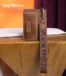 Trinity Ranch Hair-On Cowhide Collection Key Ring Card Case - Double Brown