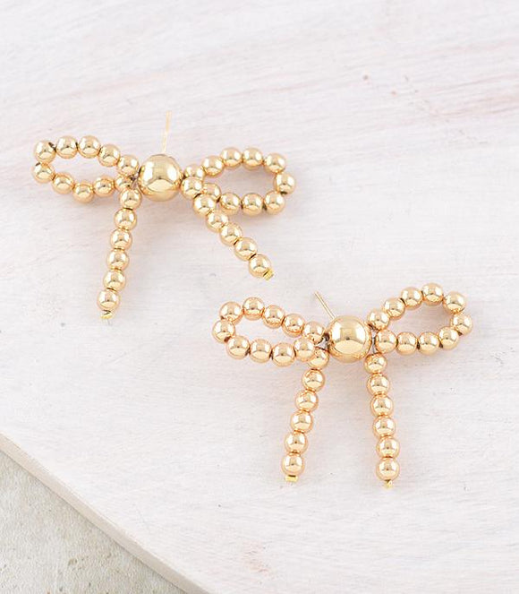 Western Gold Faux Navajo Pearl Bead Bow Earrings