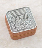 Western Boot Stitch Mini Jewelry Case - SILVER & BROWN