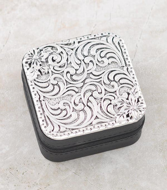 Western Tooling Mini Jewelry Case - SILVER & BLACK