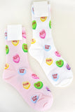 VALENTINE'S DAY KNIT CONVERSATION HEARTS SOCKS - WHITE