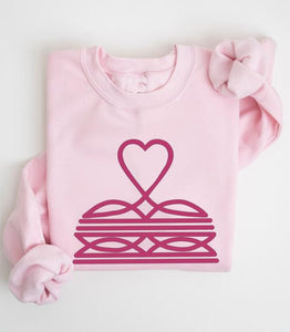 Western Heart Boot Stitch Sweatshirt - Pink