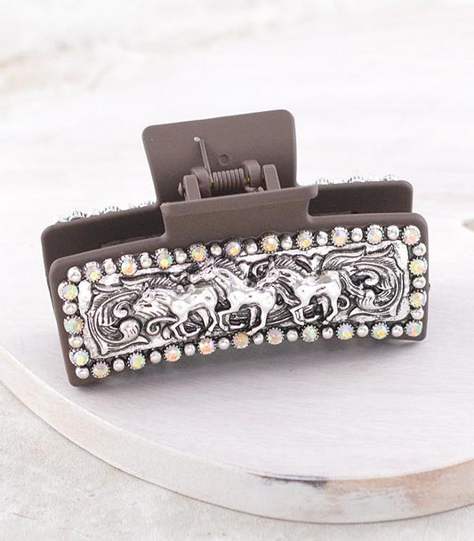 Western Running Horse Hair Claw Clip