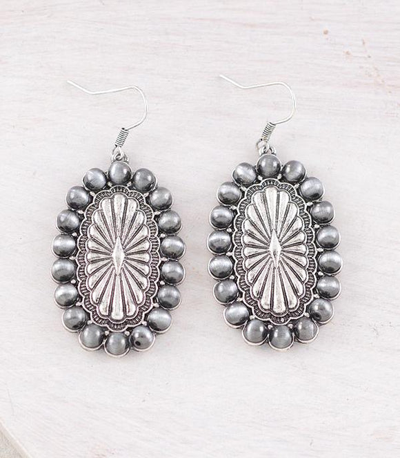 Western Navajo Pearl Concho Hook Earrings