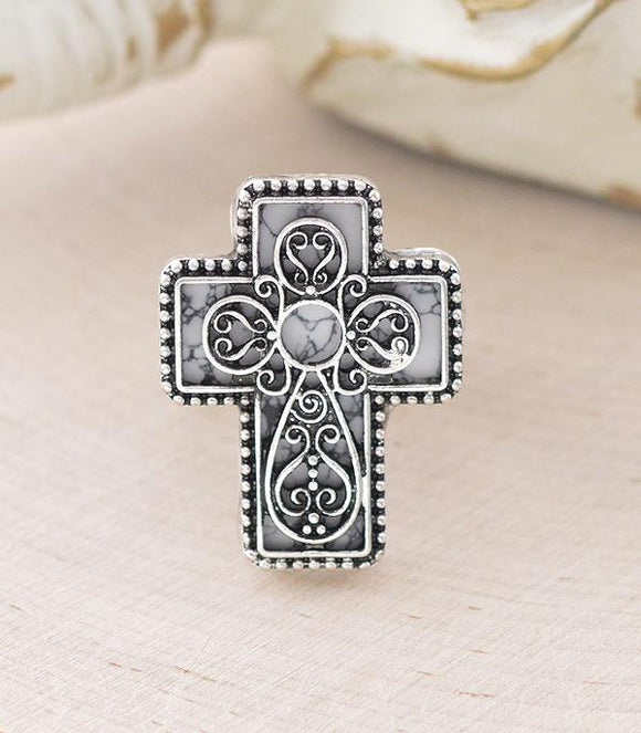 Western Cross Stone Ring - HOWLITE