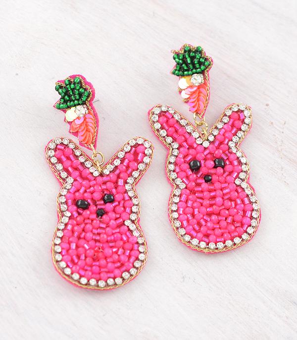FUCHSIA EASTER PEEP BEAD EARRINGS