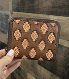Western Genuine Leather Aztec Print Zip Wallet