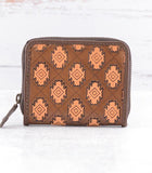 Western Genuine Leather Aztec Print Zip Wallet