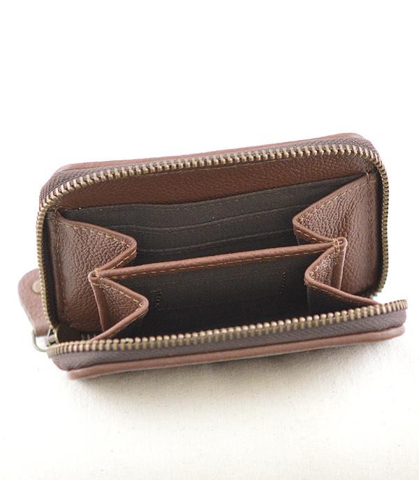 Western Genuine Leather Aztec Print Zip Wallet – The Chandelier Rose ...