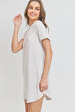 FRENCH TERRY POCKET T SHIRT DRESS - BEIGE