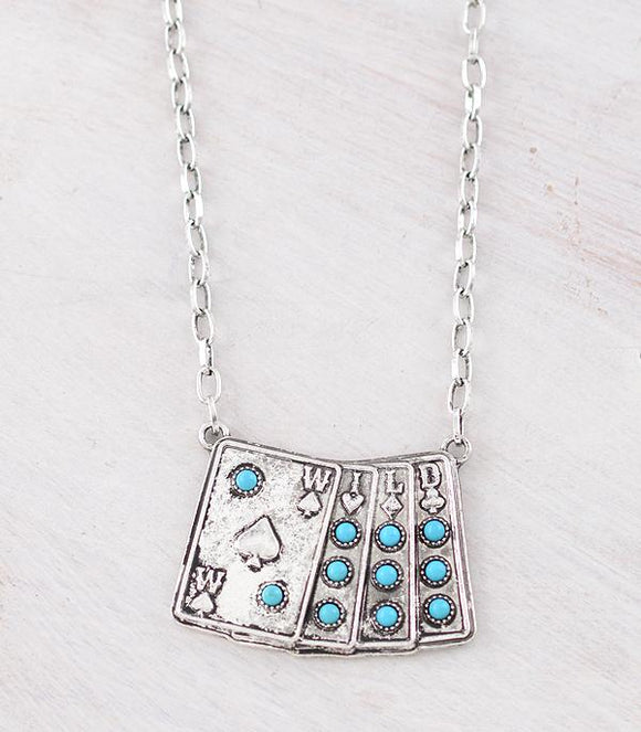 Western Wild Card Pendant Necklace
