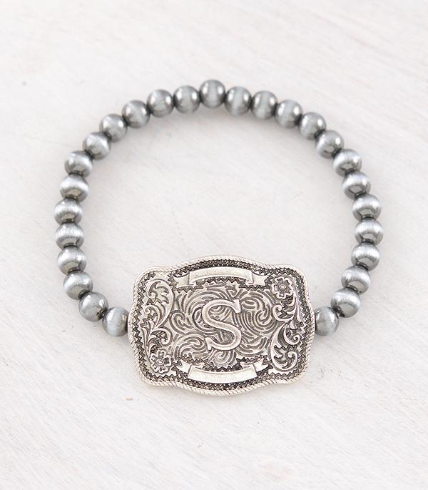 Western Buckle Initial Navajo Stretch Bracelet - Letter S