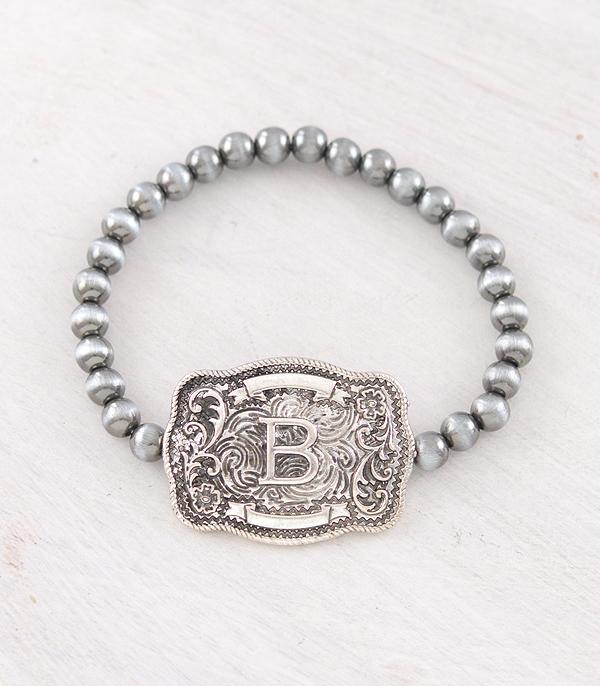 Western Buckle Initial Navajo Stretch Bracelet - Letter B