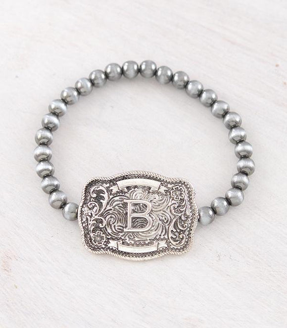 Western Buckle Initial Navajo Stretch Bracelet - Letter B