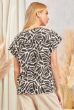 FLORAL EMBROIDERY PRINTED BLOUSE TOP - IVORY BLACK