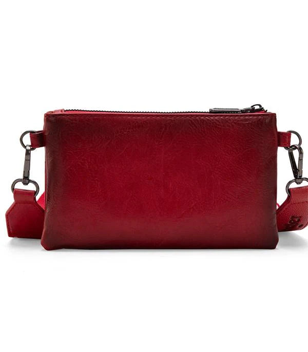 Wrangler Dual Zipper Compartment Crossbody Bag - Red