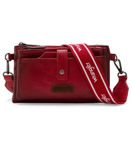 Wrangler Dual Zipper Compartment Crossbody Bag - Red