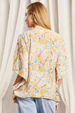 OVERSIZED FIT V NECKLINE PONCHO TUNIC TOP - MULTI COLOR