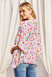 V NECKLINE PONCHO TUNIC TOP - MULTI COLOR