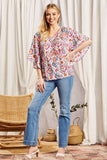 V NECKLINE PONCHO TUNIC TOP - MULTI COLOR