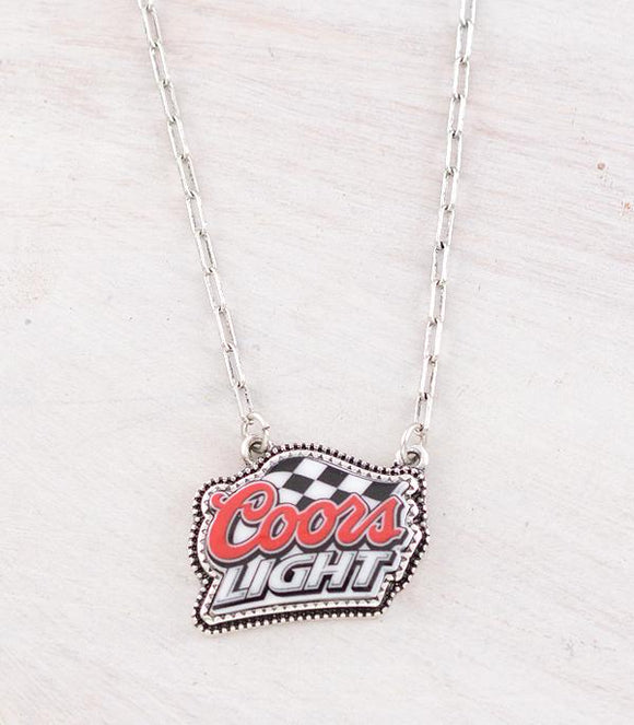 Western Checkered Beer Pendant Necklace