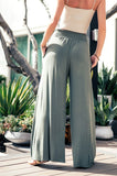 BAMBOO MODAL HEAVY RAYON WIDE LEG PALAZZO PANTS - OLIVE
