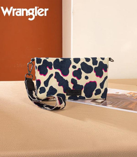 Wrangler Cow Print Wallet/Wristlet/Crossbody - Pink