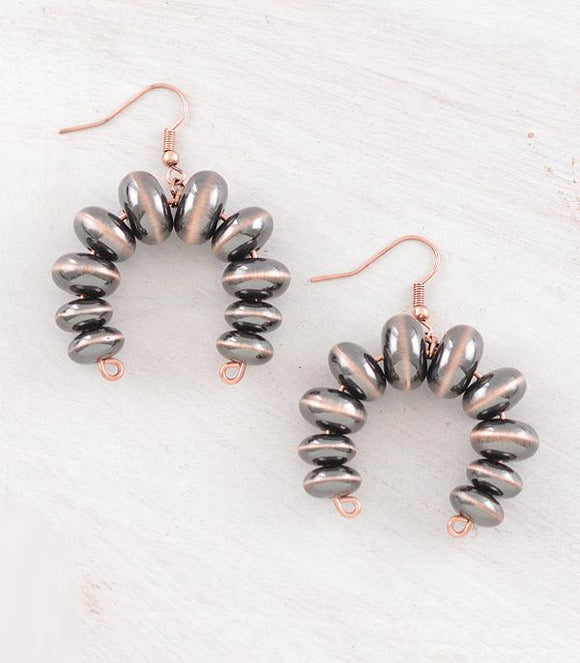 Navajo Pearl Squash Blossom Earrings - Copper