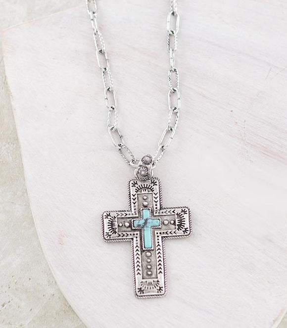Western Aztec Cross Necklace