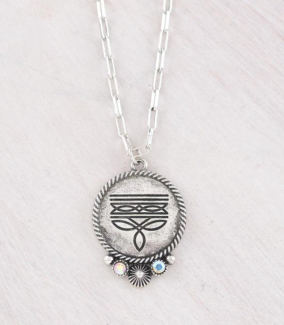 Western Boot Stitch Pendant Necklace