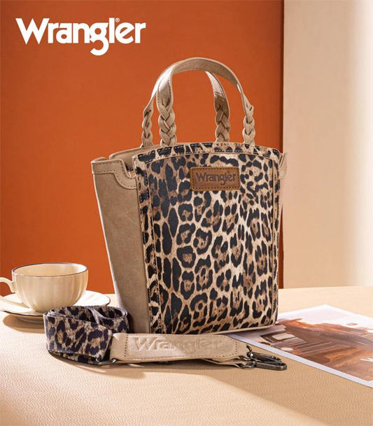 Wrangler Leopard Print Tote/Crossbody - TAN