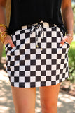 LET'S GO CHECKERED SKORT - BLACK