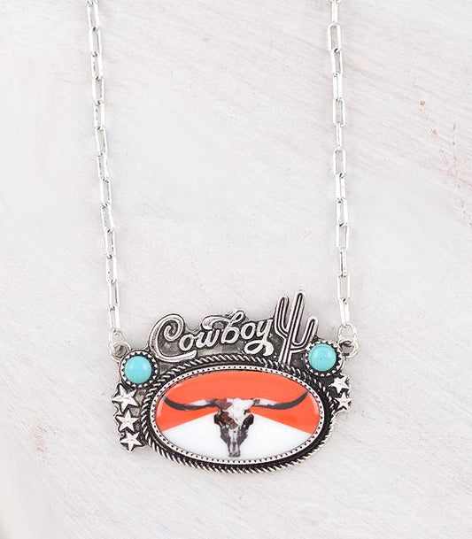 WESTERN COWSKULL CONCHO NECKLACE