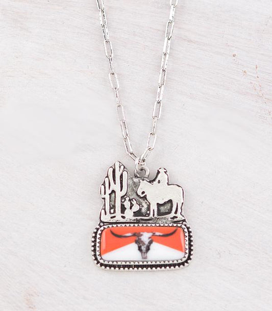 WESTERN STEER PENDANT NECKLACE