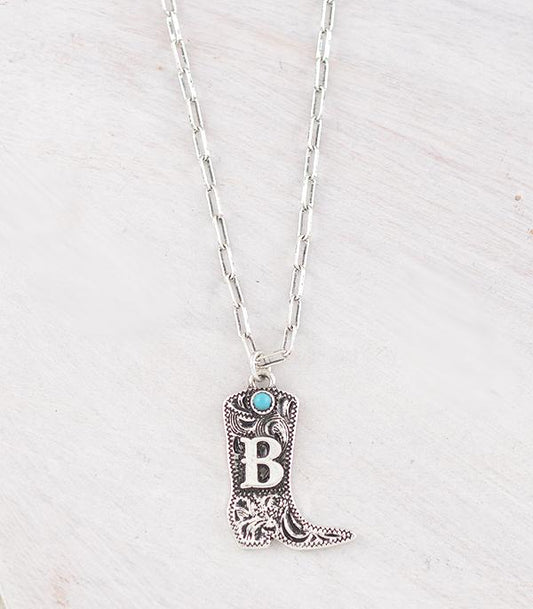 WESTERN TOOLING BOOT INITIAL NECKLACE