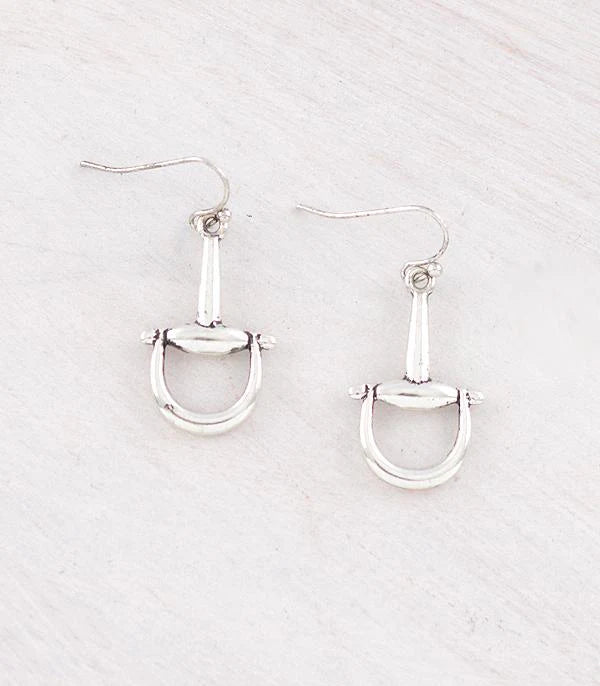WESTERN HORSE BIT SILVER HOOK EARRINGS