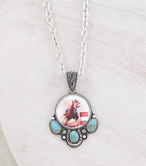 BARREL RACING CONCHO PENDANDT NECKLACE
