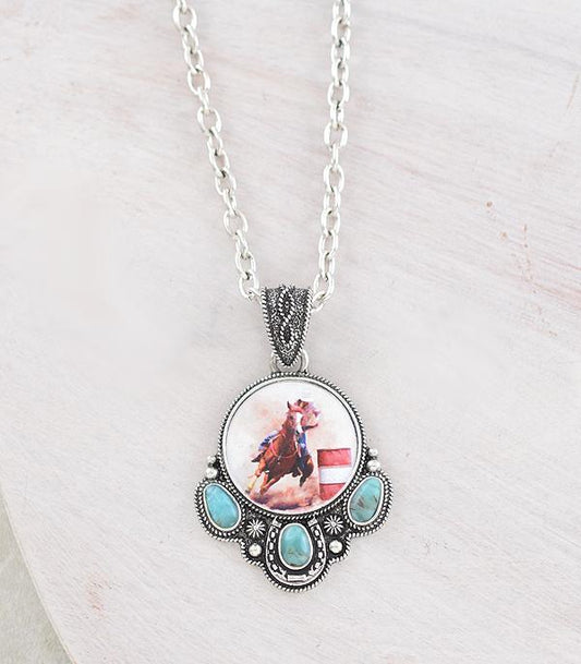 BARREL RACING CONCHO PENDANDT NECKLACE