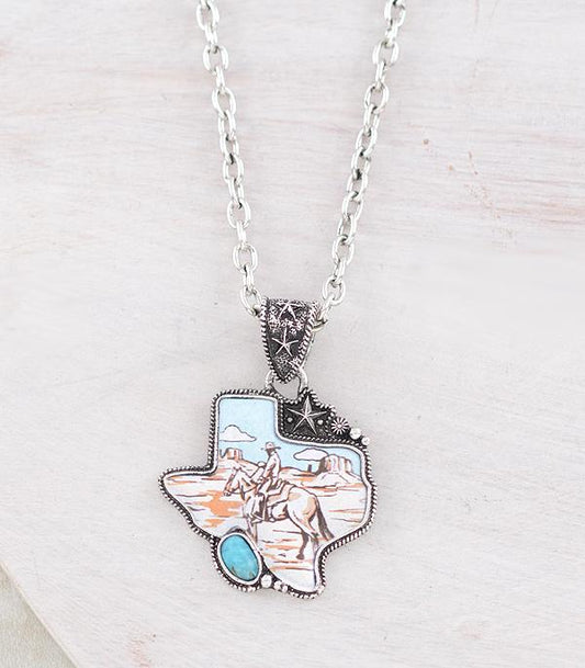 WESTERN COWBOY TEXAS MAP NECKLACE