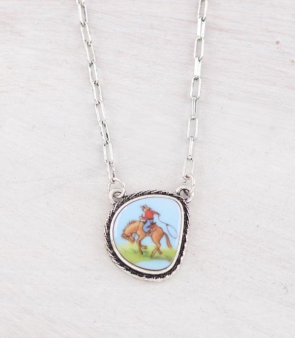 VINTAGE COWGIRL PENDANT NECKLACE