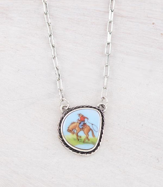 VINTAGE COWGIRL PENDANT NECKLACE