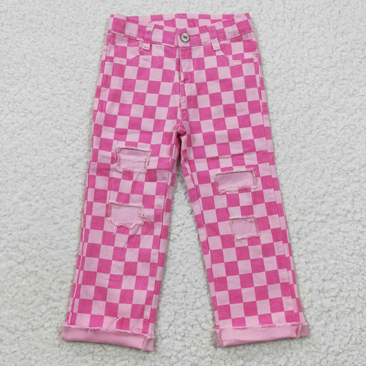 PINK CHECKERED DENIM YOUTH JEANS