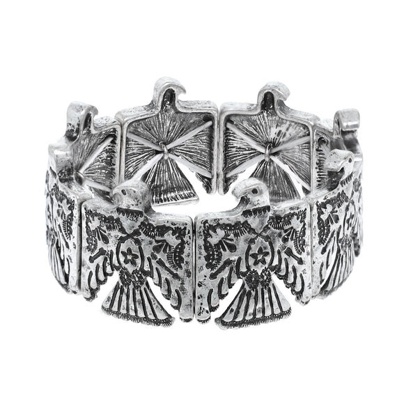 Western Thunderbird Concho Stretch Bracelet - Silver