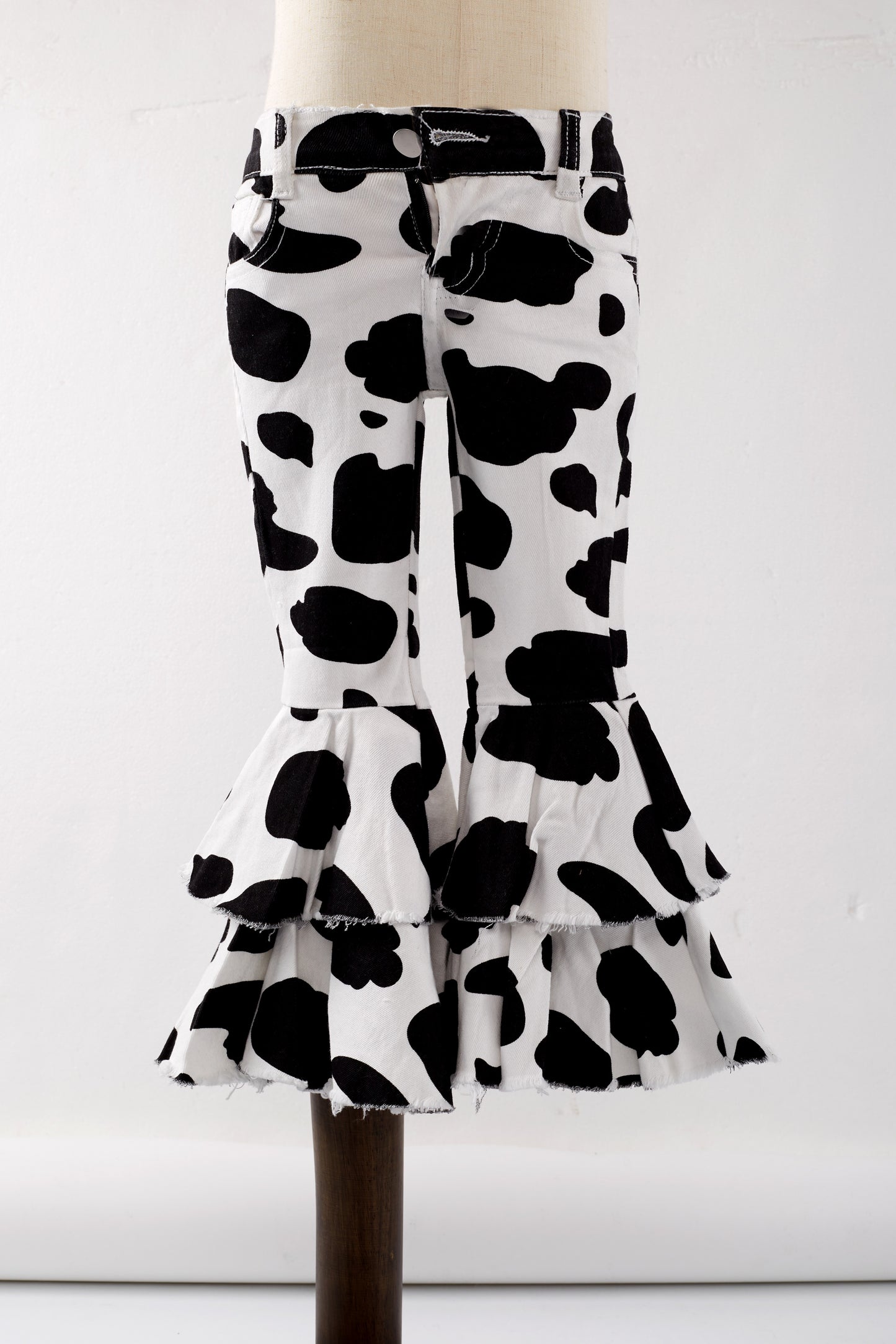 COW PRINT DENIM FLARES