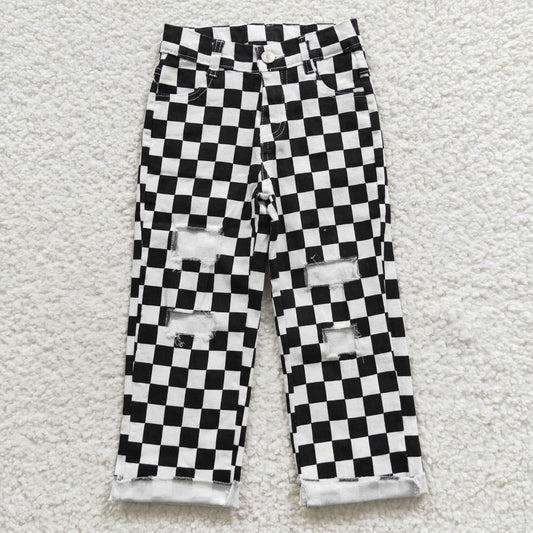 BLACK CHECKERED DENIM YOUTH JEANS