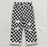 BLACK CHECKERED DENIM YOUTH JEANS