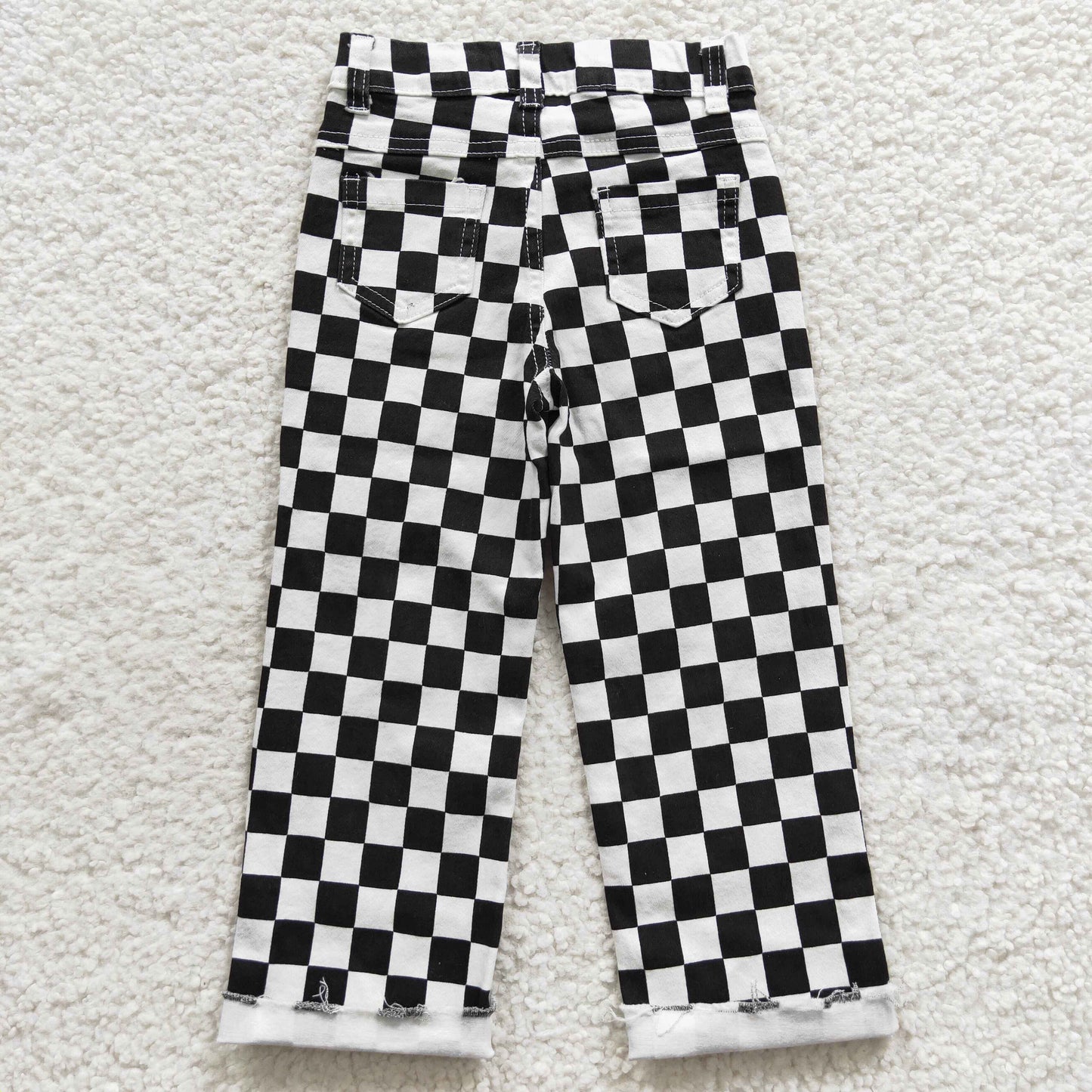BLACK CHECKERED DENIM YOUTH JEANS