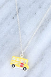 YELLOW SCHOOL BUS ADJUSTABLE PENDANT NECKLACE