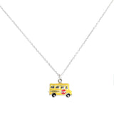 YELLOW SCHOOL BUS ADJUSTABLE PENDANT NECKLACE