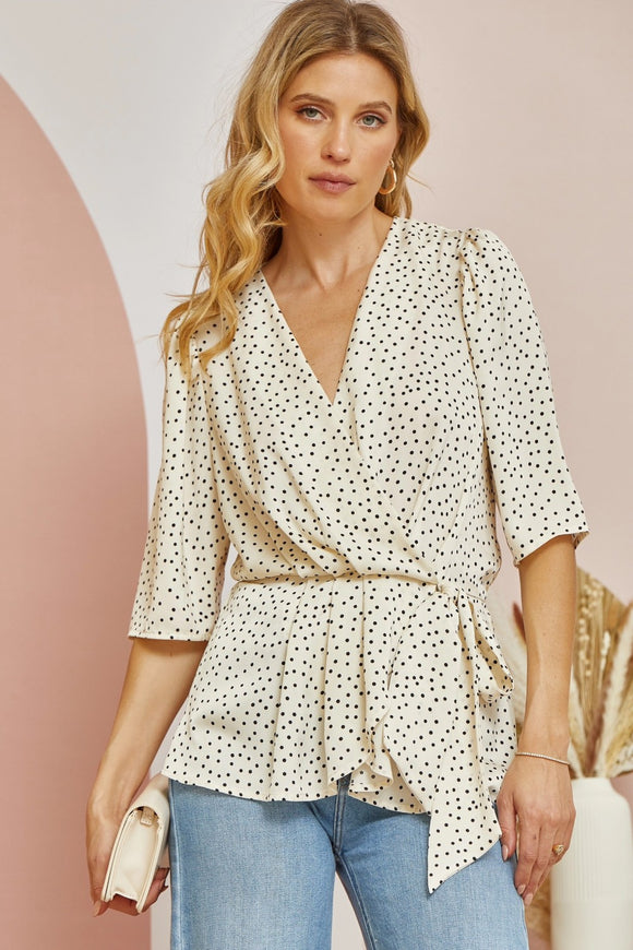 Satin polka-dot blouse - Women